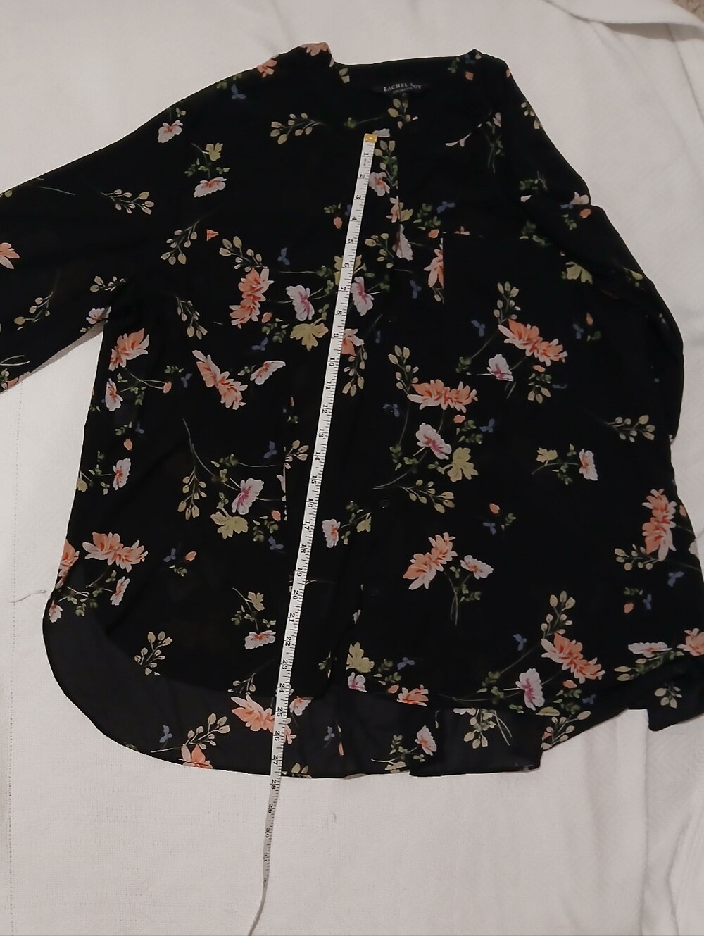 RACHEL Rachel Roy Black Floral Button-Front Blouse